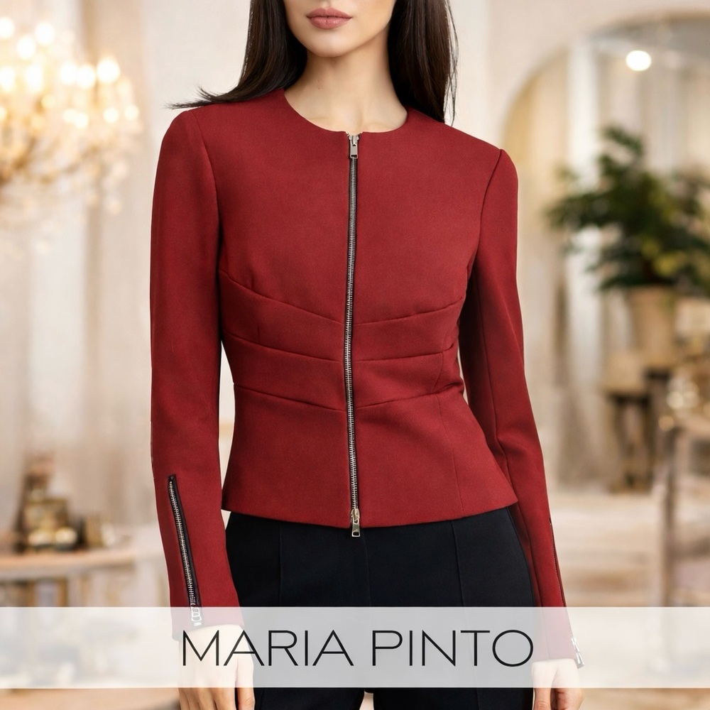EUC M2057 by Maria Pinto Miso Zip Jacket Wine - Small